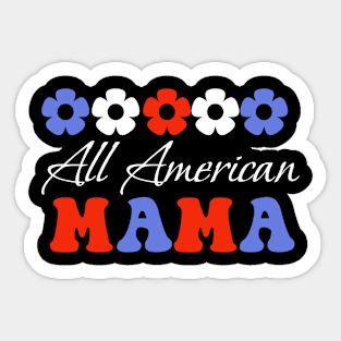 All American mama, 4th of July American independence day groovy design Sticker